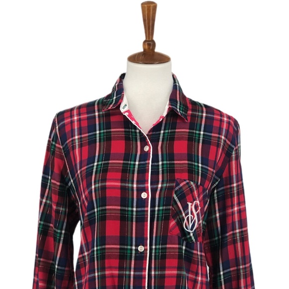 Victoria’s Secret Red Plaid Button Down Nightgown - Picture 2 of 7